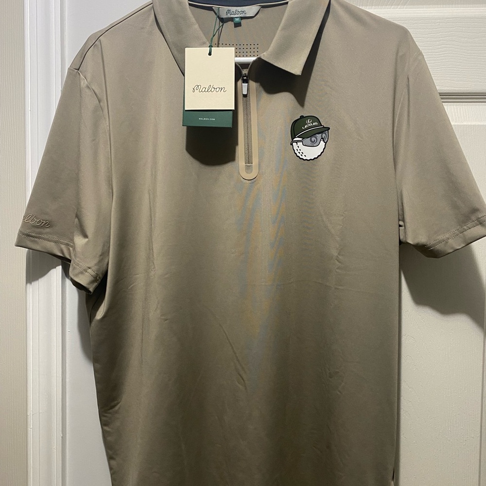 Malbon Men's Lexus Tech Polo in Mushroom Brand New w/ Tags